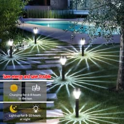 12Pcs Solar-Powered Outdoor New Style Stick Lights, Lawn Lights, Warm Light/White Light Led Lighting, Garden Lights, Path Lights, Suitable for Sidewalks, Patios, Yards, Villa Gardens, and Ground-Inserted Lights