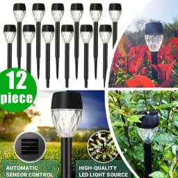 12Pcs Solar-Powered Outdoor New Style Stick Lights, Lawn Lights, Warm Light/White Light Led Lighting, Garden Lights, Path Lights, Suitable for Sidewalks, Patios, Yards, Villa Gardens, and Ground-Inserted Lights
