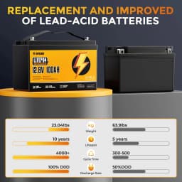 RVPOZWER 12.8V,100Ah/200Ah,LiFePO4 Lithium Battery,Built-in 100A/200A BMS,25000 Deep Cycles Long Life Lithium Iron Phosphate Battery,for RV Motorhome,Solar System,Boat,Household Backup Power