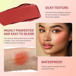 All-In-One 8 Color Cream Blush Countouring Face Palette Blendable Longwear Natural Glow Shades Long-Lasting Sweat-Resistant Woman Makeup