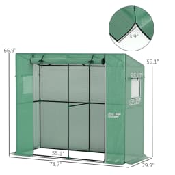 Portable Greenhouse Small Green House, 6.6' x 2.5' x 5.6', Green