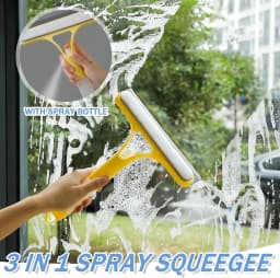 3-in-1 Multifunctional Mirror Wiper Squeegee Built with Spray Nozzle, Portable Household Cleaning Supplies, Effective for Window Cleaning, Kitchen Grease Removal, Bathroom Limescale Cleansing and Dorm Daily Cleaning