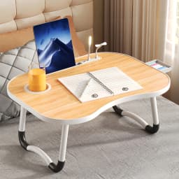 1. Multifunction Fold Lap Desk Portable Bed Laptop Table with Reading Light & Storage Drawer, Foldable Computer Breakfast Tray for Bed Sofa