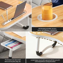 1. Multifunction Fold Lap Desk Portable Bed Laptop Table with Reading Light & Storage Drawer, Foldable Computer Breakfast Tray for Bed Sofa