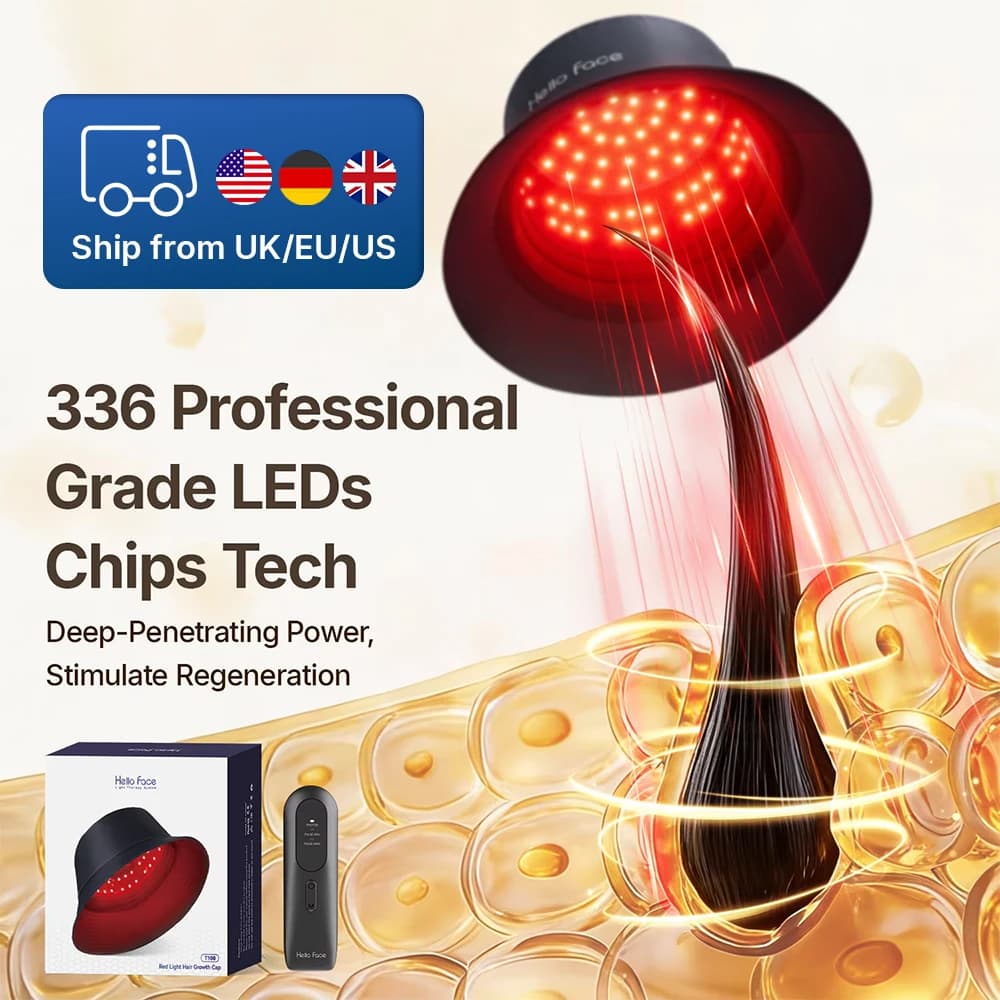 Hello Face T100 With Controller Red light & Near Infrared Therapy for Hair Regrowth Fisherman Hat 660 &850 NM Hair Relax Scalp