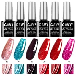 GAVY 6Pcs Luxury Holographic Glitter Sequins Gel Nail Polish Set Premium Salon Grade Soak Off UV LED Nail Gel Sparkly Shimmer Long Lasting Semi Permanent Manicure Varnish Gift Kit For Wedding Party Festival Nail Art & Women Holiday Present