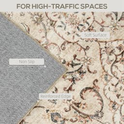 Machine Washable Area Rug, 5x7 Vintage Oriental Medallion Distressed Rugs Soft Printed Floor Mat, Mixed-Brown