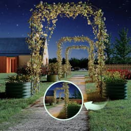 Galvanized Raised Garden Bed with 96in Arch Trellis, Rustproof Expandable Planter Box for Vines Flowers Herbs