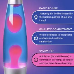13 Inch Lava Lamp, Pink Wax Blue Liquid Lava Night Light with Silver Base & Cap, 25W Bulb Included, Standard Plug Vintage Motion Lamp for Home Decor Bedroom Office Gift