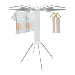 Clothes Drying Rack – 16 Hanging Rods – 88.18 Lbs Capacity – Abs + Carbon Steel – Baking Paint – 4 Swivel Wheels – Foldable – No Assembly Needed – 44.09"X49.21" – for Balcony Laundry – White