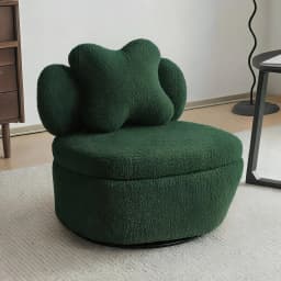 360 Degree Rotating Swivel Accent Chair Teddy Velvet Armchair With Heart Back Ergonomic Upholstered Single Sofa And Hidden Storage Compartment Lounge Chair For Living Room Bedroom