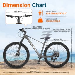 SPATIAL MT275FS 27.5 Inch Hardtail MTB, 8 Speed Mountain Bike, Adult Bicycle, Lightweight Magnesium Alloy Frame, Suspension Fork, Front & Rear Disc Brakes