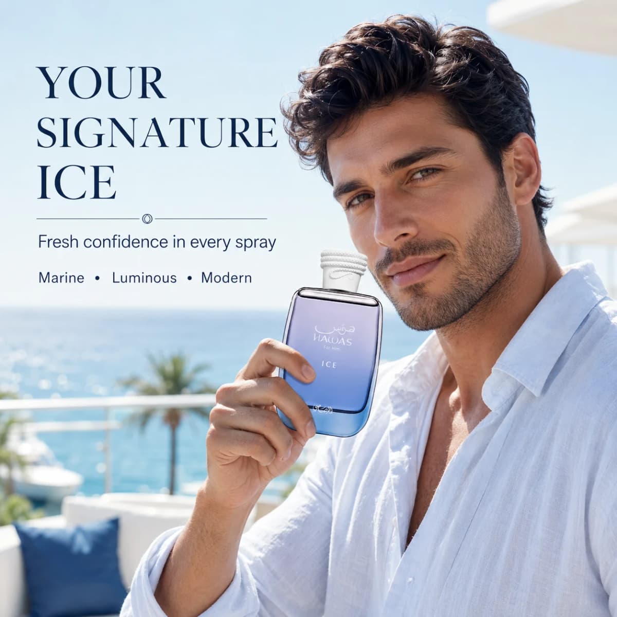 Armaf Hawas Ice for Him Eau de Parfum 100ml Frozen Apple Italian Lemon Bergamot Plum Marine Amber Musk Fresh Aquatic Men’s Fragrance Single Bottle