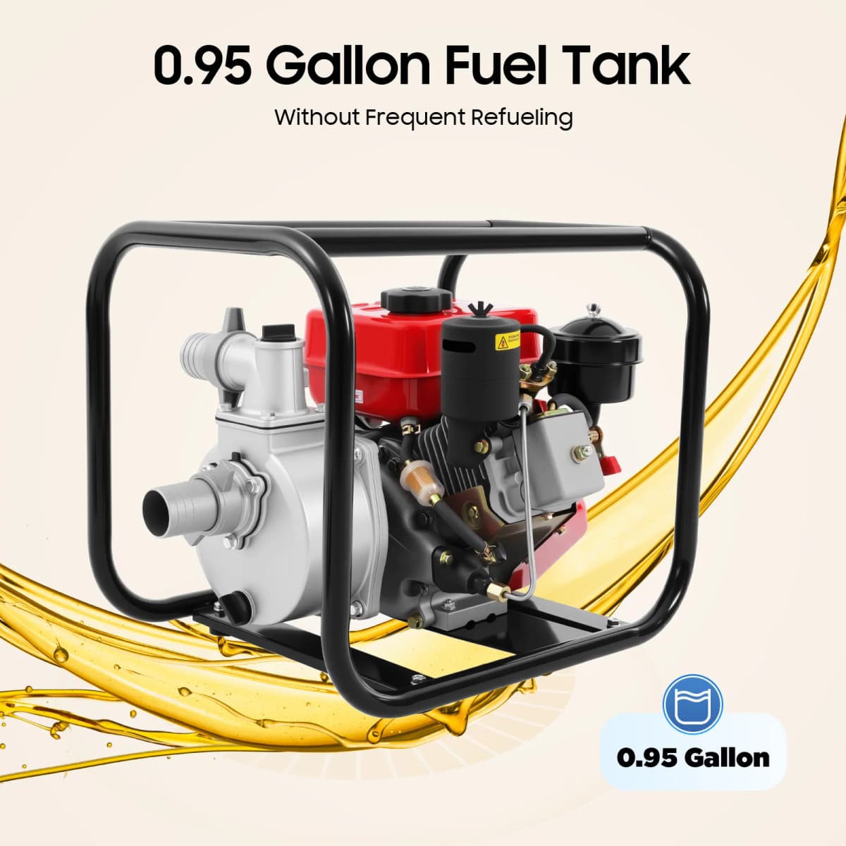 7.5hp 210cc 4-Stroke Diesel Engine Water Pump Air Cooled Single Cylinder 110gpm Flow Water Transfer Pump 2 Inch Water Pump for Farm Irrigation Drainage