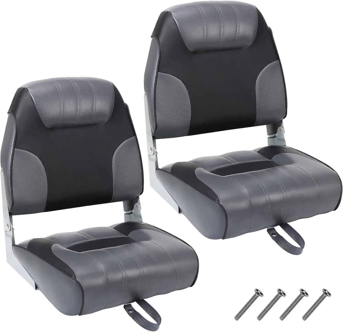 2 Pack Boat Seats, Low Back Folding Boat Seats, Fishing Boat Chairs With Thick Sponge Padding, Hinge & Fold-Down Design for Speedboat, Canoe, Sightseeing Boats