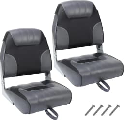 2 Pack Boat Seats, Low Back Folding Boat Seats, Fishing Boat Chairs With Thick Sponge Padding, Hinge & Fold-Down Design for Speedboat, Canoe, Sightseeing Boats