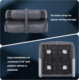 2 Pack Boat Seats, Low Back Folding Boat Seats, Fishing Boat Chairs With Thick Sponge Padding, Hinge & Fold-Down Design for Speedboat, Canoe, Sightseeing Boats