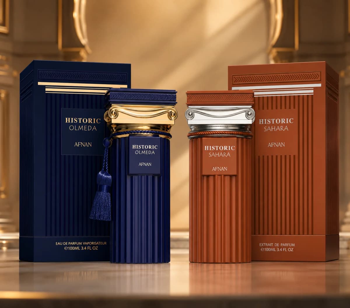 Afnan Historic Olmeda & Historic Sahara Eau De Parfum 100ml Luxury Men Perfume Set Long Lasting Woody Fragrance Gift for Men