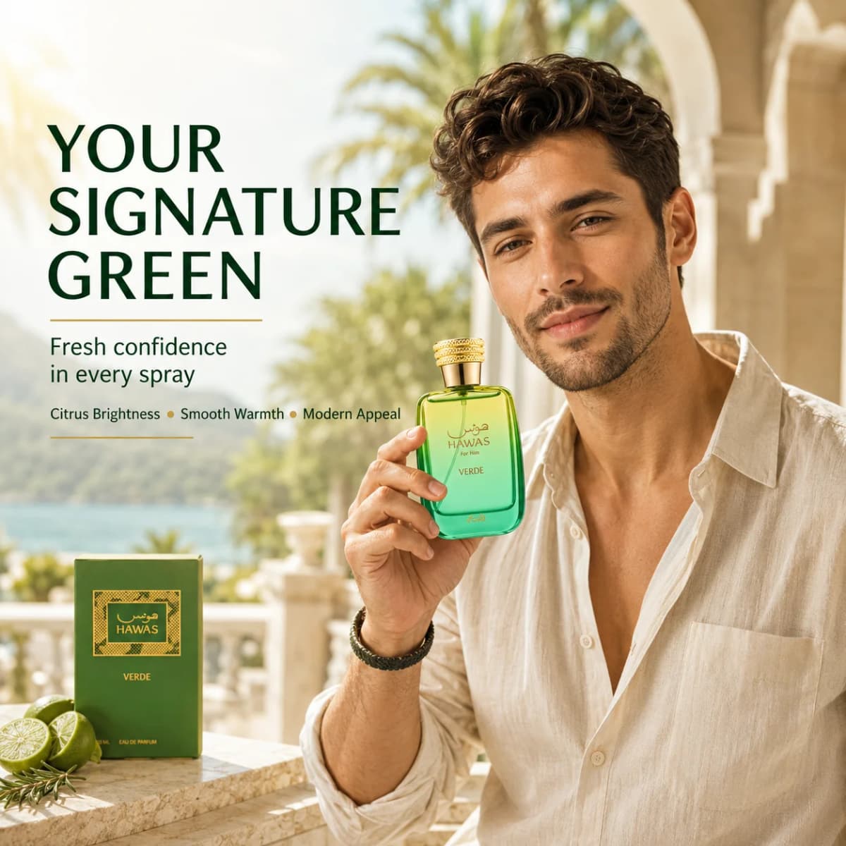 Armaf Hawas Verde for Him Eau de Parfum 100ml Fresh Citrus Green Apple Rosemary Patchouli Amber Men’s Fragrance Single Bottle
