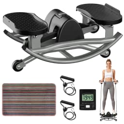 Swing Stepper Machine Intelligent Non-Slip For Exercise Twist Stair Stepper Trainer Full Body Workout 220 lbs with Digital Display Resistance Bands & Floor Mat for Men & Women Fat Burning & Body Shaping