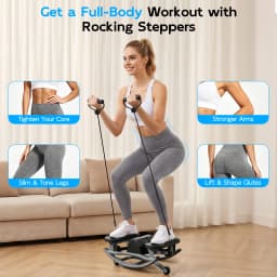 Swing Stepper Machine Intelligent Non-Slip For Exercise Twist Stair Stepper Trainer Full Body Workout 220 lbs with Digital Display Resistance Bands & Floor Mat for Men & Women Fat Burning & Body Shaping
