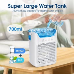 Portable Humidifier Cooling Fan Air Conditioner Desktop Fan Water Tank Small Air Cooling Fan for Home Bedroom Small Personal Fan