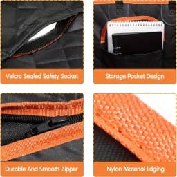 Waterproof Dog Car Back Seat Cover With Breathable Mesh Window Heavy Duty Oxford Fabric Anti-Scratch Pet Back Seat Protector With Storage Pockets Side Flaps & Carry Handles Universal For Most Vehicles