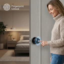 Smart Fingerprint Door Knob Lock Tuya App Control Keyless Entry Smart Lock Temporary Password Unlock Easy Install Round Handle Lock for Bedroom Office Interior Doors