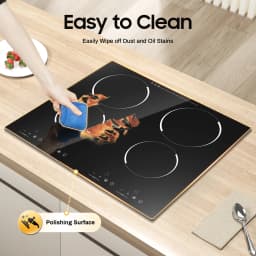 4 Burner Electric Ceramic Cooktop 110V 3000W 9 Power Levels LED Touch Display Built Countertop Dual Mount Overheat Lock Protection Far Infrared Heating Household Restaurant Cooking Range