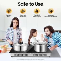 4 Burner Electric Ceramic Cooktop 110V 3000W 9 Power Levels LED Touch Display Built Countertop Dual Mount Overheat Lock Protection Far Infrared Heating Household Restaurant Cooking Range