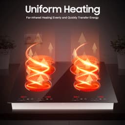 4 Burner Electric Ceramic Cooktop 110V 3000W 9 Power Levels LED Touch Display Built Countertop Dual Mount Overheat Lock Protection Far Infrared Heating Household Restaurant Cooking Range