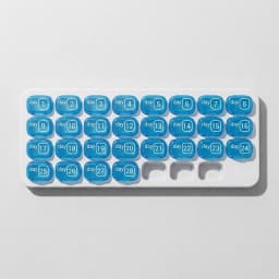 Zoyiancy 31 Day Pill Organizer, Monthly Travel Pill Box with Removable Blue Compartments, Unique Keyboard Style Daily Vitamin Tablet Supplement Case