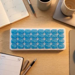 Zoyiancy 31 Day Pill Organizer, Monthly Travel Pill Box with Removable Blue Compartments, Unique Keyboard Style Daily Vitamin Tablet Supplement Case