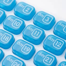 Zoyiancy 31 Day Pill Organizer, Monthly Travel Pill Box with Removable Blue Compartments, Unique Keyboard Style Daily Vitamin Tablet Supplement Case