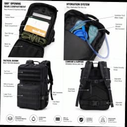 24L Tactical Backpack for Men Women Molle Modular System Backpack Durable Outdoor Backpack for Camping Hiking Trekking Fishing Hunting Cycling Travel Daily Commute Sports Gear Storage Daypack