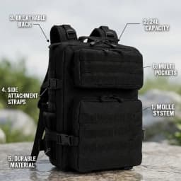 24L Tactical Backpack for Men Women Molle Modular System Backpack Durable Outdoor Backpack for Camping Hiking Trekking Fishing Hunting Cycling Travel Daily Commute Sports Gear Storage Daypack