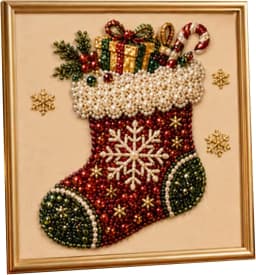 DIY Christmas Pearl Diamond Painting Art Kit, Christmas Pearl Art Kits for Adults & Beginner, 3D Diamond Art for Home Wall Decor
