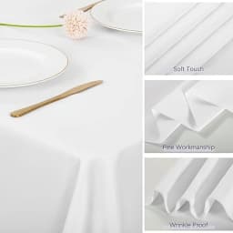 6 Pack White Table Cloths 60 X 102 Inch, for 6ft Rectangle Tables, Polyester Covers for Dining, Wedding, Party, Banquet And Camping,For Halloween and Christmas