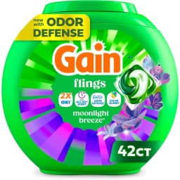4-in-1 Laundry Detergent Pods Pacs with Odor Defense and Color Guard, Moonlight Breeze Scent for Clean Fresh Clothes, 42 Count Liquid Washing Capsules