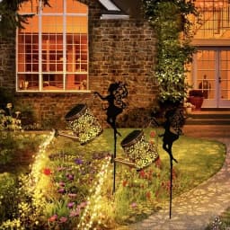 Solar Fairy Watering Can Lights Waterproof, Solar Lights Outdoor Decorative Garden Decor Metal Hanging Lights for Outside Patio Pathway Yard, Christmas Birthday Gardening Gifts