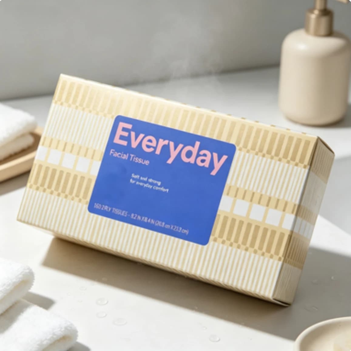 Everyday Facial Tissue, 160 Count 2-Ply Rectangle Box, Soft Disposable Tissues for Home, Bathroom & Daily Use