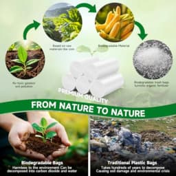 3 Gallon Mini Biodegradable Trash Bags - White Small Garbage Bags For Bathroom Can 100 Count 12 L Compostable Waste Basket Unsc