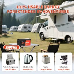 RVLithTime 12V 200Ah LiFePO4 Deep Cycle Battery 2560Wh with 200A BMS Low Temperature Cut-off 6000+ Cycles IP65 Waterproof Lithium Battery for RV Marine Travel Trailer & Off-Grid