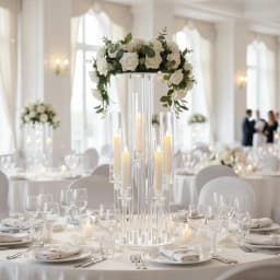 2PCS Acrylic Candelabra 5 Arm Clear Centerpiece for Wedding Table | Crystal Candle Holder with Lampshade for Birthday Christmas Party Home Decor