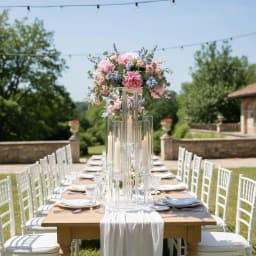 2PCS Acrylic Candelabra 5 Arm Clear Centerpiece for Wedding Table | Crystal Candle Holder with Lampshade for Birthday Christmas Party Home Decor