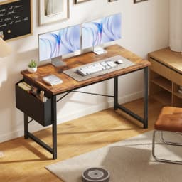 MCQ 47 Inch with Storage Bag Standing Office Computer Desk X-Shaped Sturdy Metal Frame and Compact Modern Design with Gaming Writing Work and Study Desk for Home Office