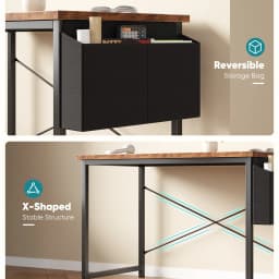 MCQ 47 Inch with Storage Bag Standing Office Computer Desk X-Shaped Sturdy Metal Frame and Compact Modern Design with Gaming Writing Work and Study Desk for Home Office