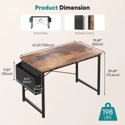 MCQ 47 Inch with Storage Bag Standing Office Computer Desk X-Shaped Sturdy Metal Frame and Compact Modern Design with Gaming Writing Work and Study Desk for Home Office