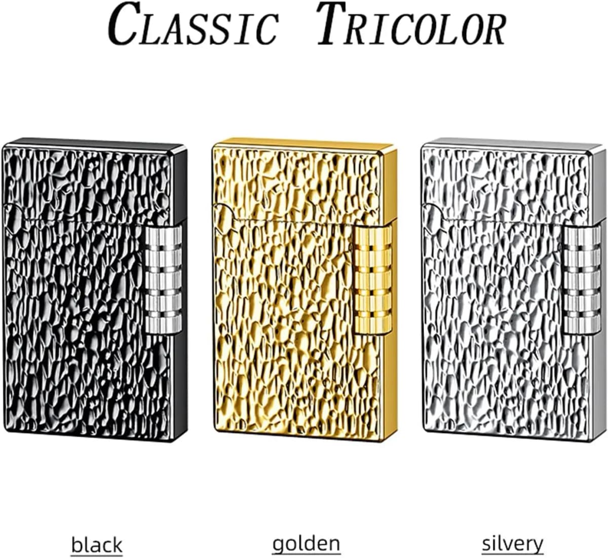Metal Side-Sliding, Wheel-Type flip-top Lighter, Hand-Carved Butane Lighter, Suitable for Candles and Camping (Fuel-Free).