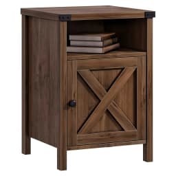 1pc Farmhouse Nightstand, Side Table, End Table with Barn Door And Shelf, Narrow Entryway Table, Rustic Modern Bed Night Stand for Bedroom, Living Room, Modern Living Room Decor, Navy Blue/Grey/White/Oak/Light Oak/Black, 23.7"*15.8"